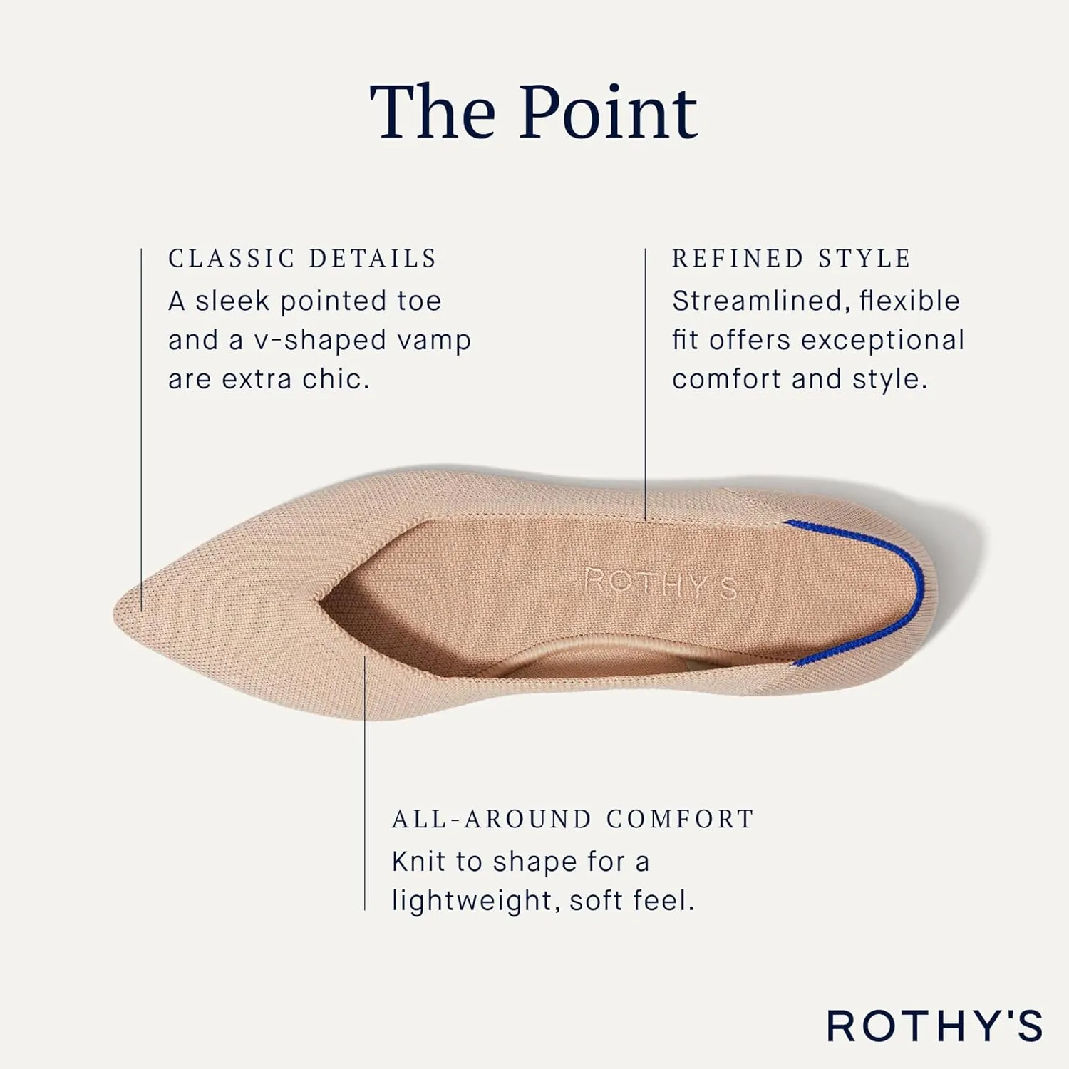 Rothy's The Point Women's Slip-On Shoes, Machine Washable, Pointed-Toe Flats, Made from Recycled Plastic Bottles