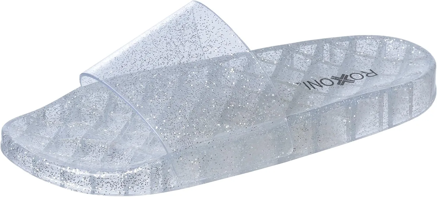 Roxoni Women's Summer Flip Flop Open Toe Jelly Glitter Slide Sandal Slippers