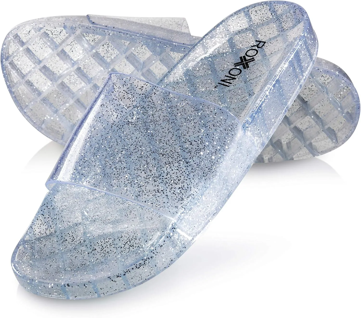 Roxoni Women's Summer Flip Flop Open Toe Jelly Glitter Slide Sandal Slippers