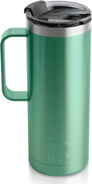 RTIC 20 oz Coffee Travel Mug with Lid and Handle, Stainless Steel Vacuum-Insulated, Hot and Cold Drink, for Car, Camping, Cypress Pine