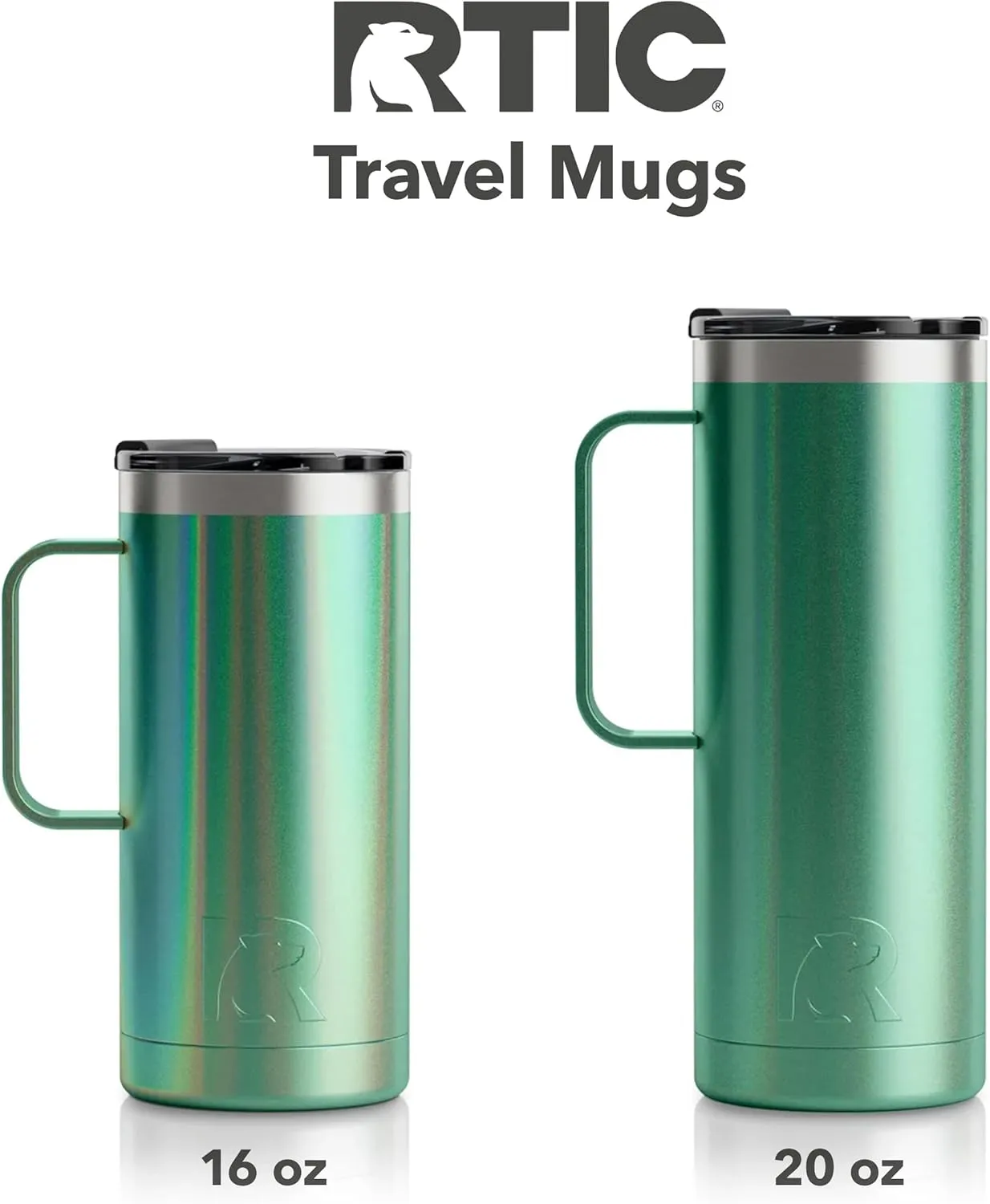 RTIC 20 oz Coffee Travel Mug with Lid and Handle, Stainless Steel Vacuum-Insulated, Hot and Cold Drink, for Car, Camping, Cypress Pine
