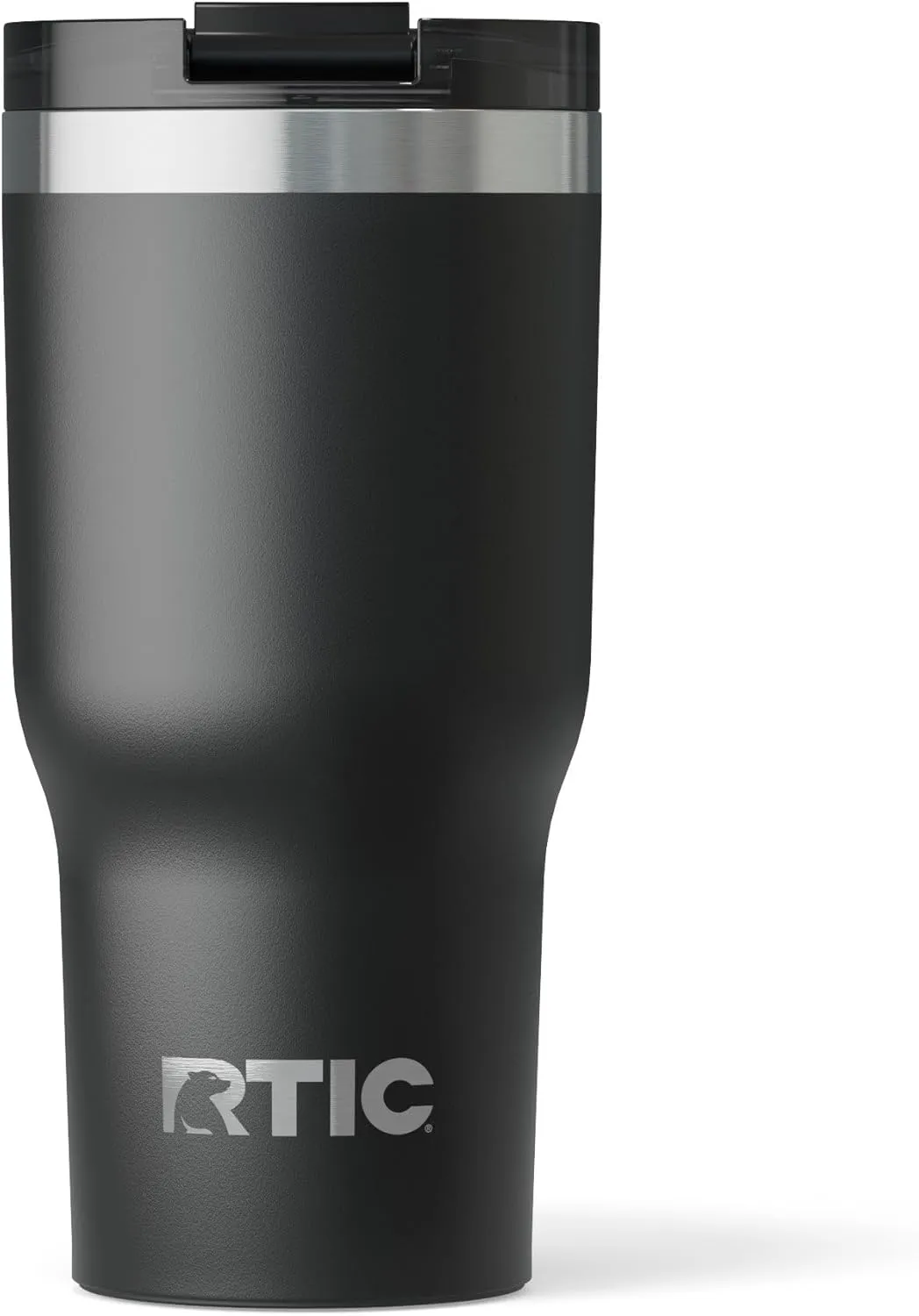 RTIC 20oz Essential Tumbler with Lid, Insulated, Stainless Steel, Metal, Double Wall Vacuum-Insulation, Ceramic Lined, Travel Cup for Iced Coffee, Tea, Hot and Cold Drink, Black