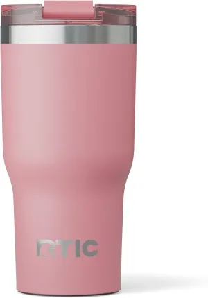 RTIC Essential Tumbler with Lid, Insulated, Stainless Steel, Metal, Double Wall Vacuum-Insulation, Ceramic Lined, Travel Cup for Iced Coffee, Tea, Hot and Cold Drink, Dusty Rose