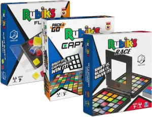 Rubik's Pack & Go, 3 Game Bundle Race Flip Capture 2-Player Sequence Board Games 3D Puzzle Travel Game Gift Set, for Adults & Kids Ages 7  Amazon Exclusive