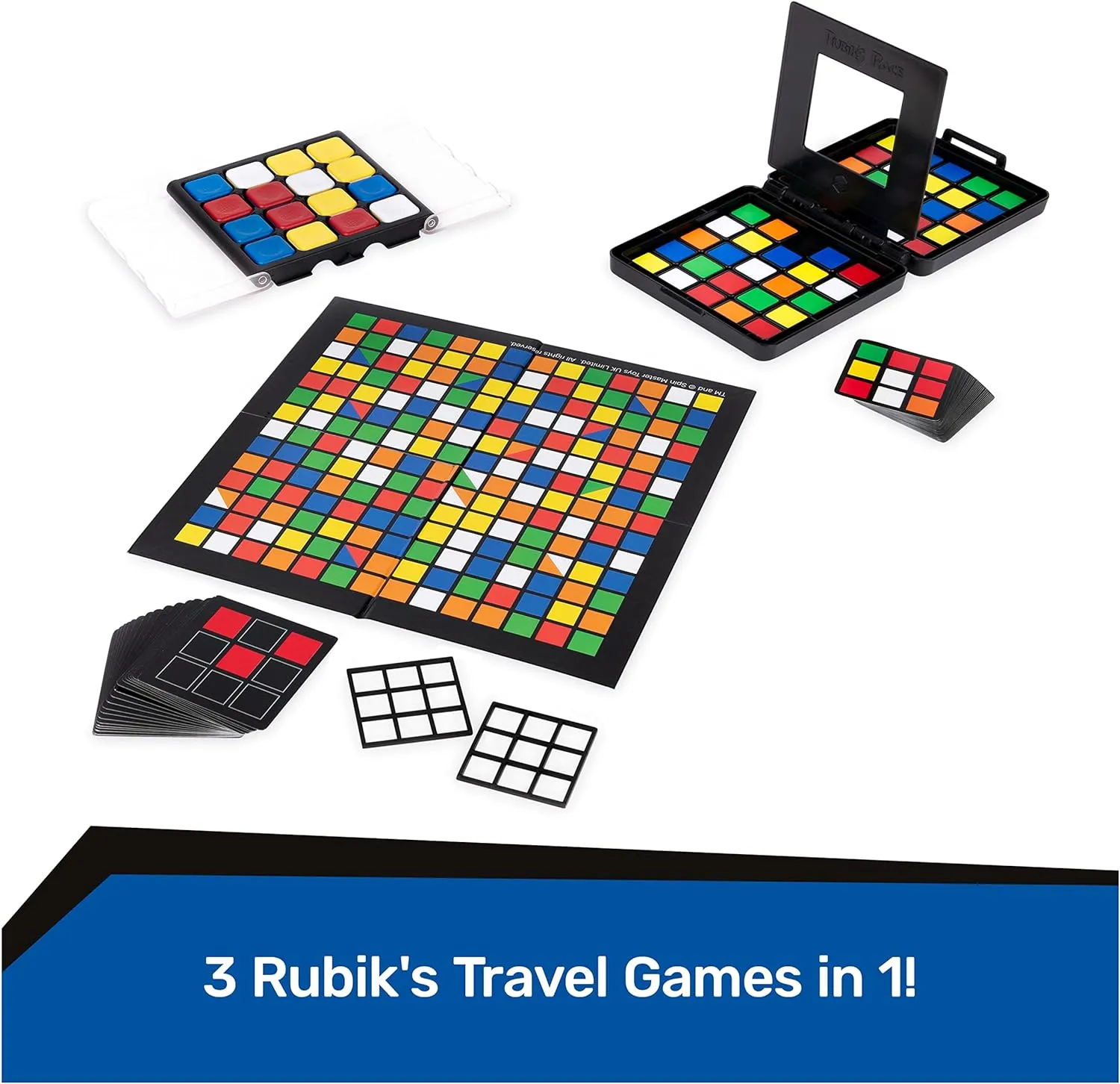 Rubik's Pack & Go, 3 Game Bundle Race Flip Capture 2-Player Sequence Board Games 3D Puzzle Travel Game Gift Set, for Adults & Kids Ages 7  Amazon Exclusive
