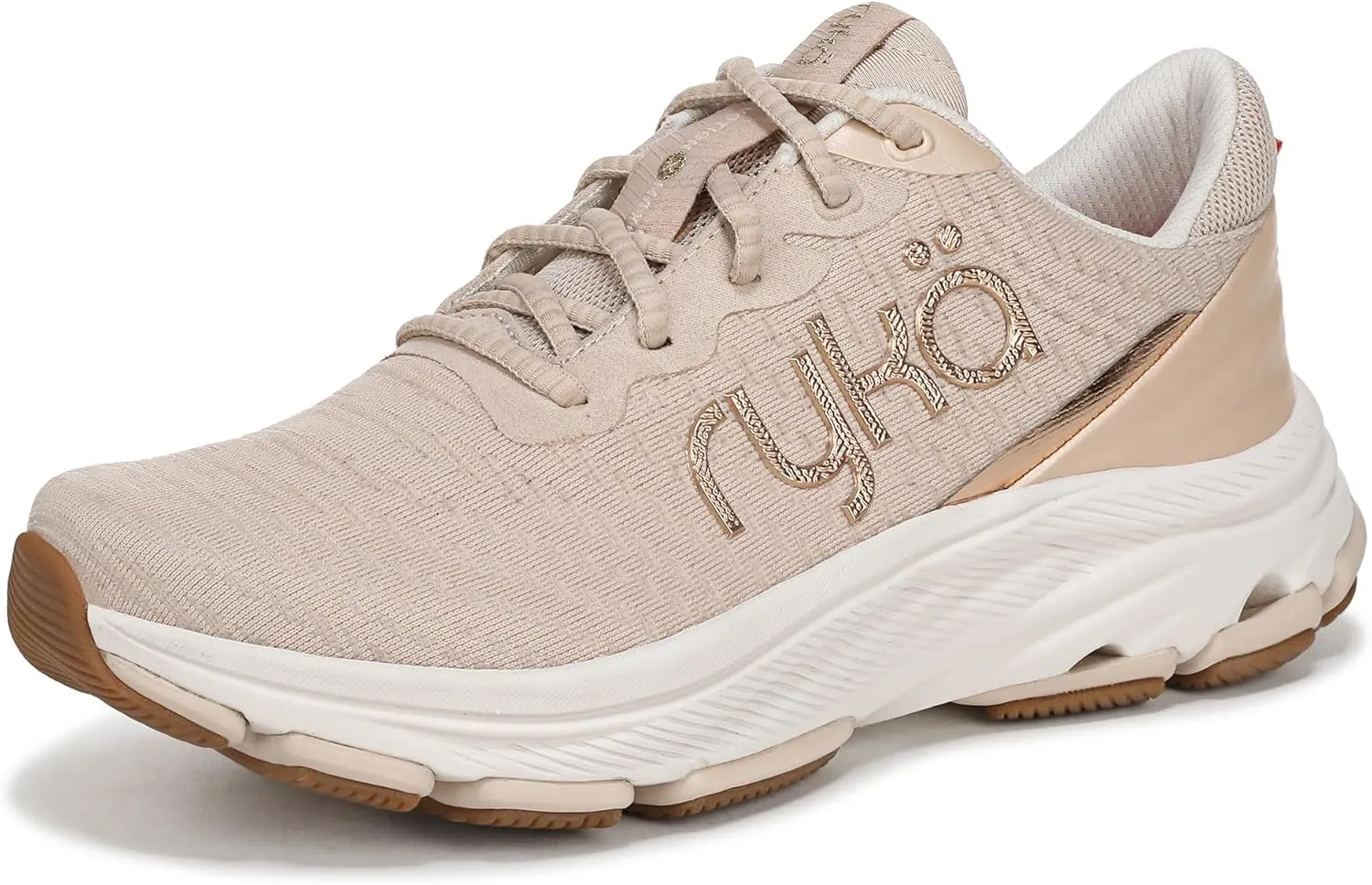 Ryka Womens Devotion X Max RS Walking Shoes Beige Metallic Mesh Fabric 8.5 W