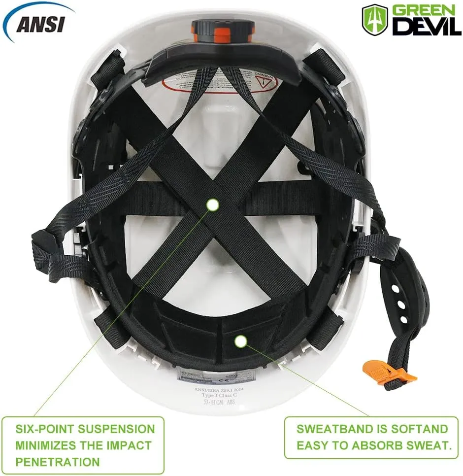 Safety Helmet Hard Hat with Visor and Ear Protection Adjustable Lightweight Vented ABS Work Helmet for Men and Women 6-Point Suspension ANSI Z89.1 Approved Ideal for Industrial & Construction