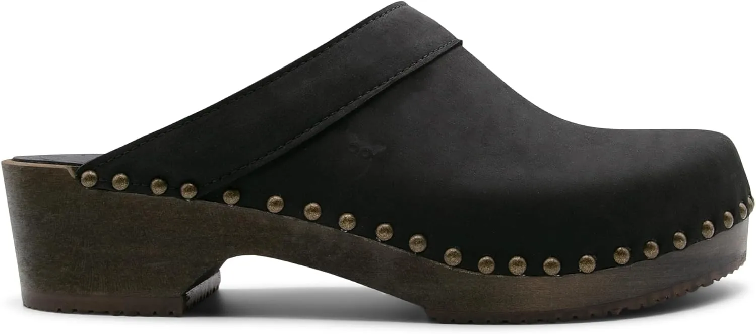 Sandgrens Handmade Swedish Wood Clogs for Men, Low Heel Mule | Bergen