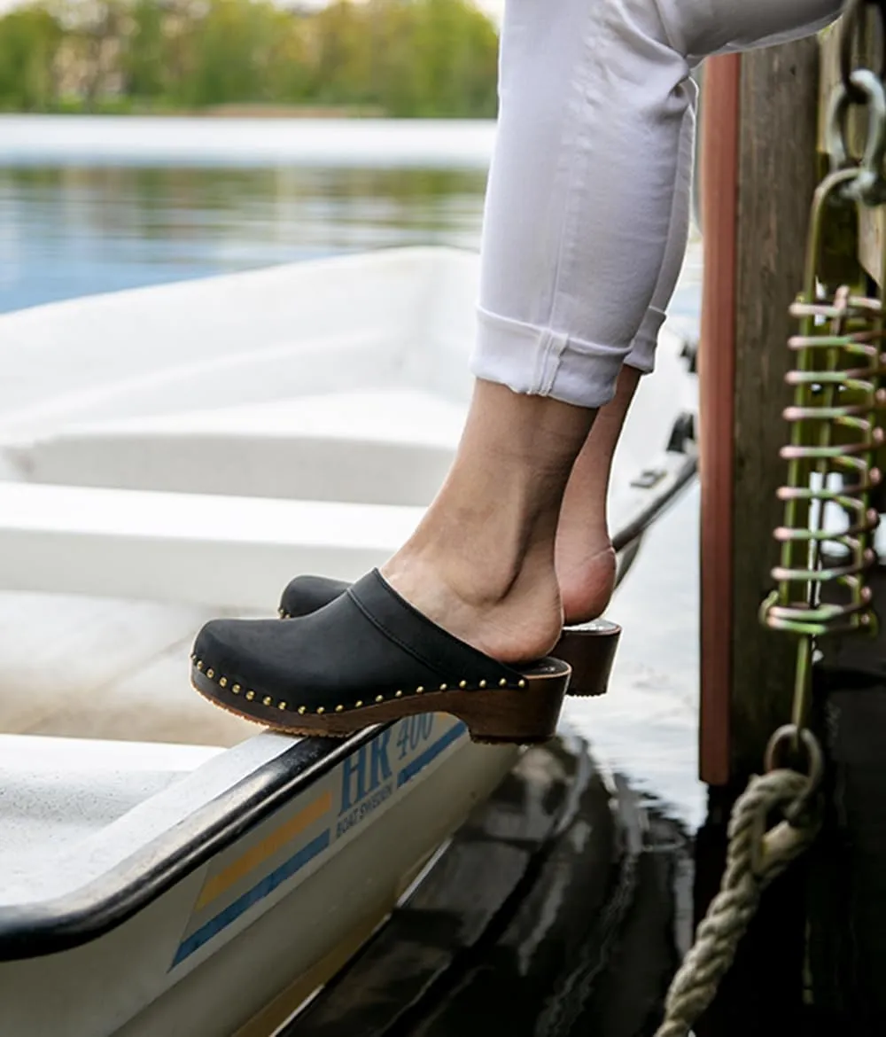 Sandgrens Handmade Swedish Wood Clogs for Men, Low Heel Mule | Bergen