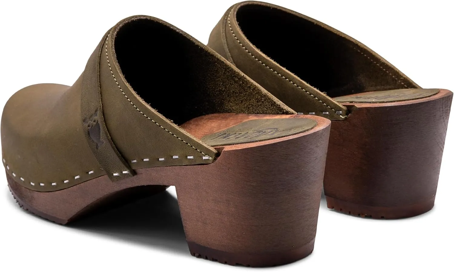 Sandgrens Handmade Swedish Wood Clogs for Women, High Heel Mule | Dublin