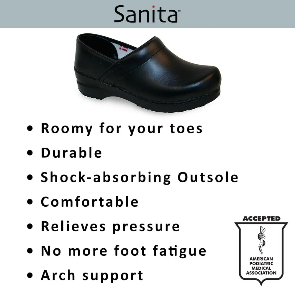 Sanita Ellis Oiled Leather Professional Clogs for Women - Arch Support, Open-Back, Adjustable, APMA-Approved Slip-On Mules