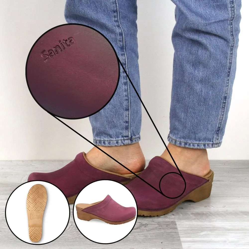 Sanita Ellis Oiled Leather Professional Clogs for Women - Arch Support, Open-Back, Adjustable, APMA-Approved Slip-On Mules
