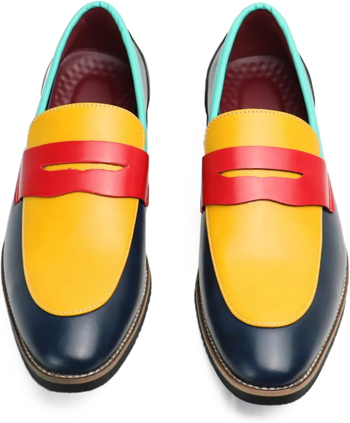 Santimon Men's Four Tone Colors Penny Loafer Slip On Pull on Dress Shoes Casual Boat Shoes Moccasins