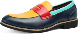 Santimon Men's Four Tone Colors Penny Loafer Slip On Pull on Dress Shoes Casual Boat Shoes Moccasins