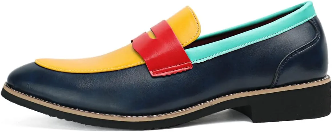 Santimon Men's Four Tone Colors Penny Loafer Slip On Pull on Dress Shoes Casual Boat Shoes Moccasins