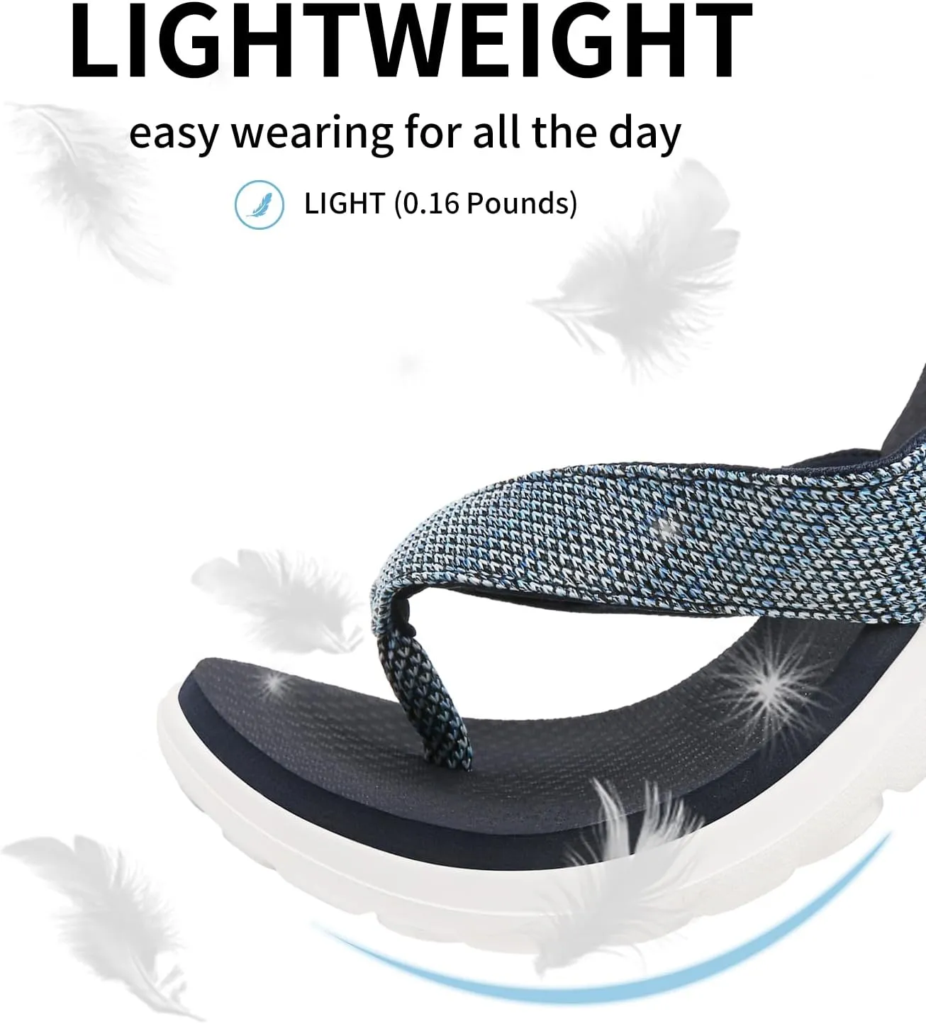 Scecocrs Women Comfortable Flip Flops, Memory Foam Non-Slip Thong Sandals Lightweight