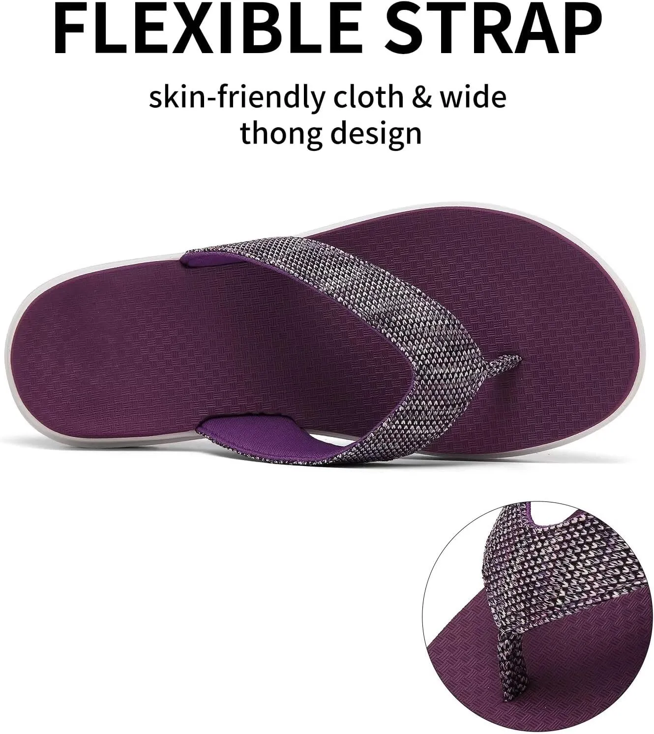 Scecocrs Women Comfortable Flip Flops, Memory Foam Non-Slip Thong Sandals Lightweight