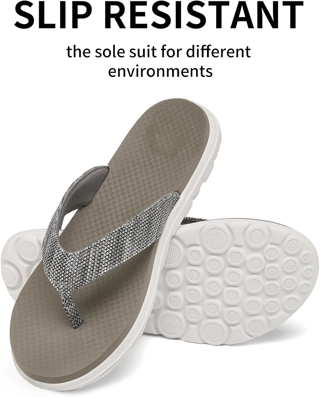 Scecocrs Women Comfortable Flip Flops, Memory Foam Non-Slip Thong Sandals Lightweight