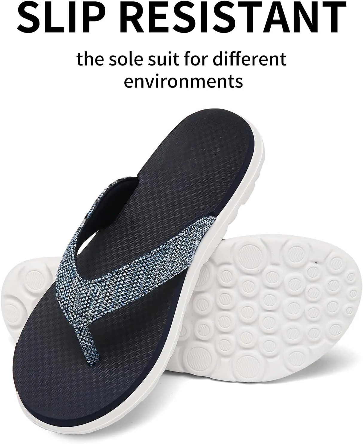 Scecocrs Women Comfortable Flip Flops, Memory Foam Non-Slip Thong Sandals Lightweight