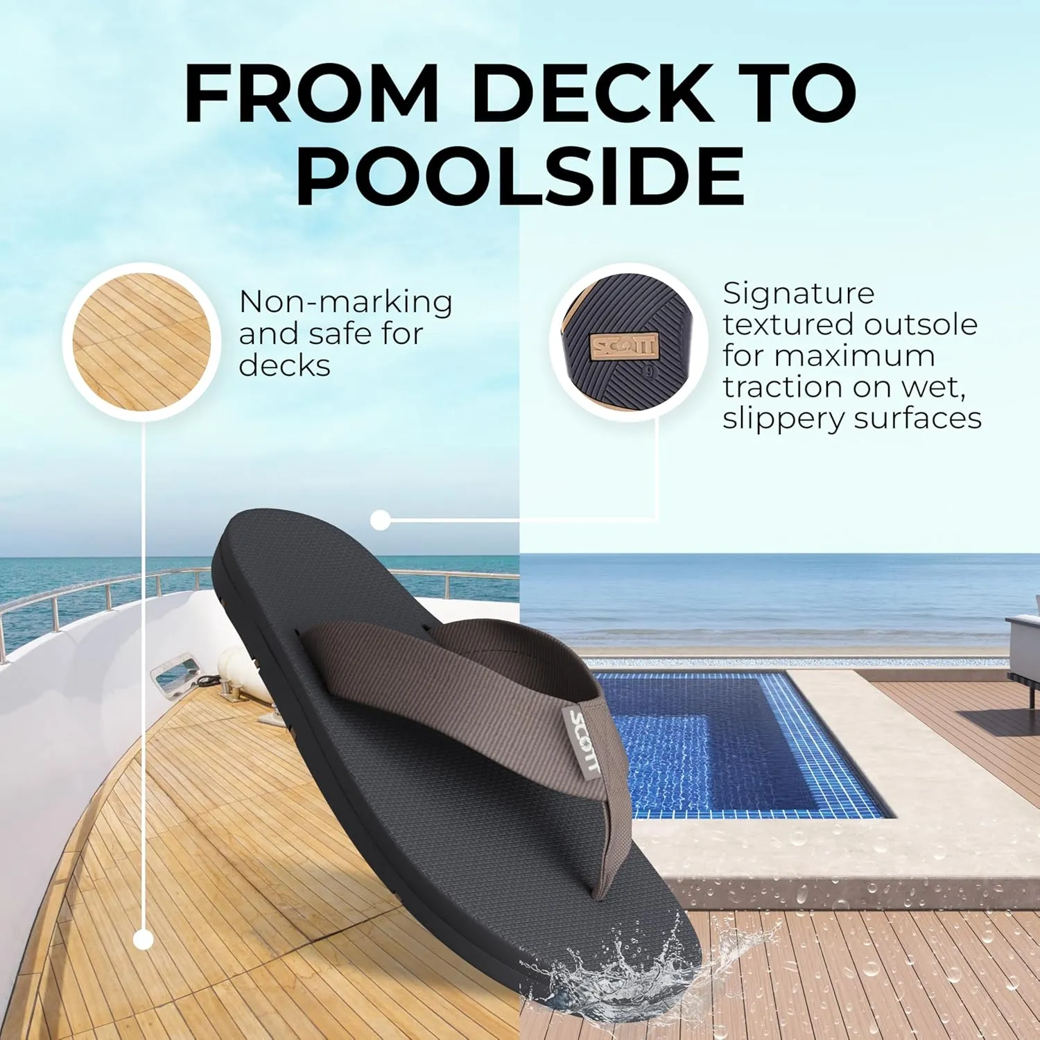 Scott Hawaii Makaha Flip Flop | Custom Molded Outsole with Arch Support | Podiatrist Recommended