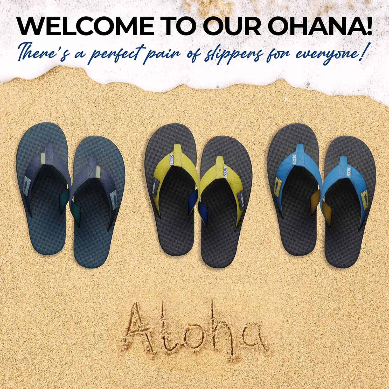 Scott Hawaii Men's Hanapa'a Sandal | Fish Flag Design | Neoprene Lined Strap | Molded Outsole With Arch Suport And Heel Cup | Non-marking No-slip | Marine And Boat Friendly Flip Flop