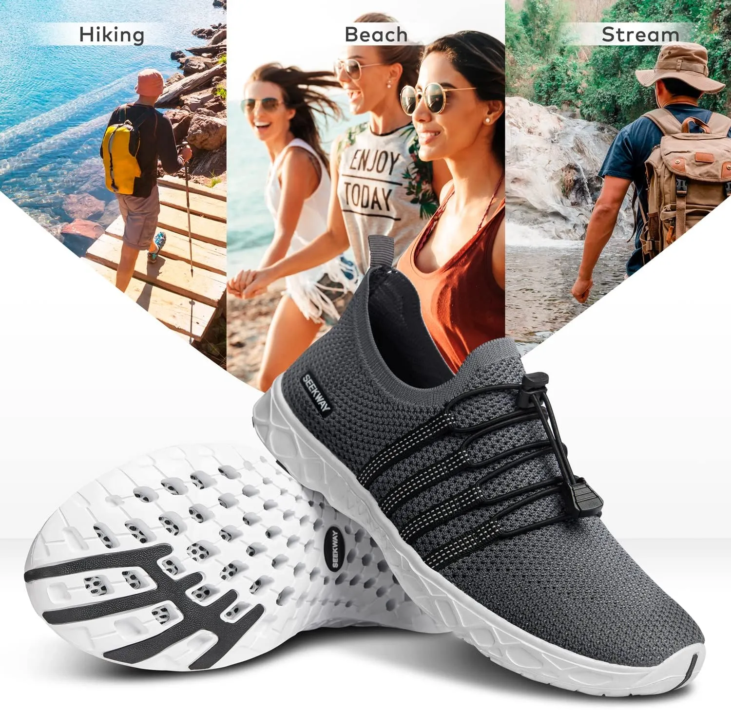 SEEKWAY Mens Womens Water Shoes Quick Dry Aqua Shoes Barefoot for Beach Surf Hiking Pool Water Sports