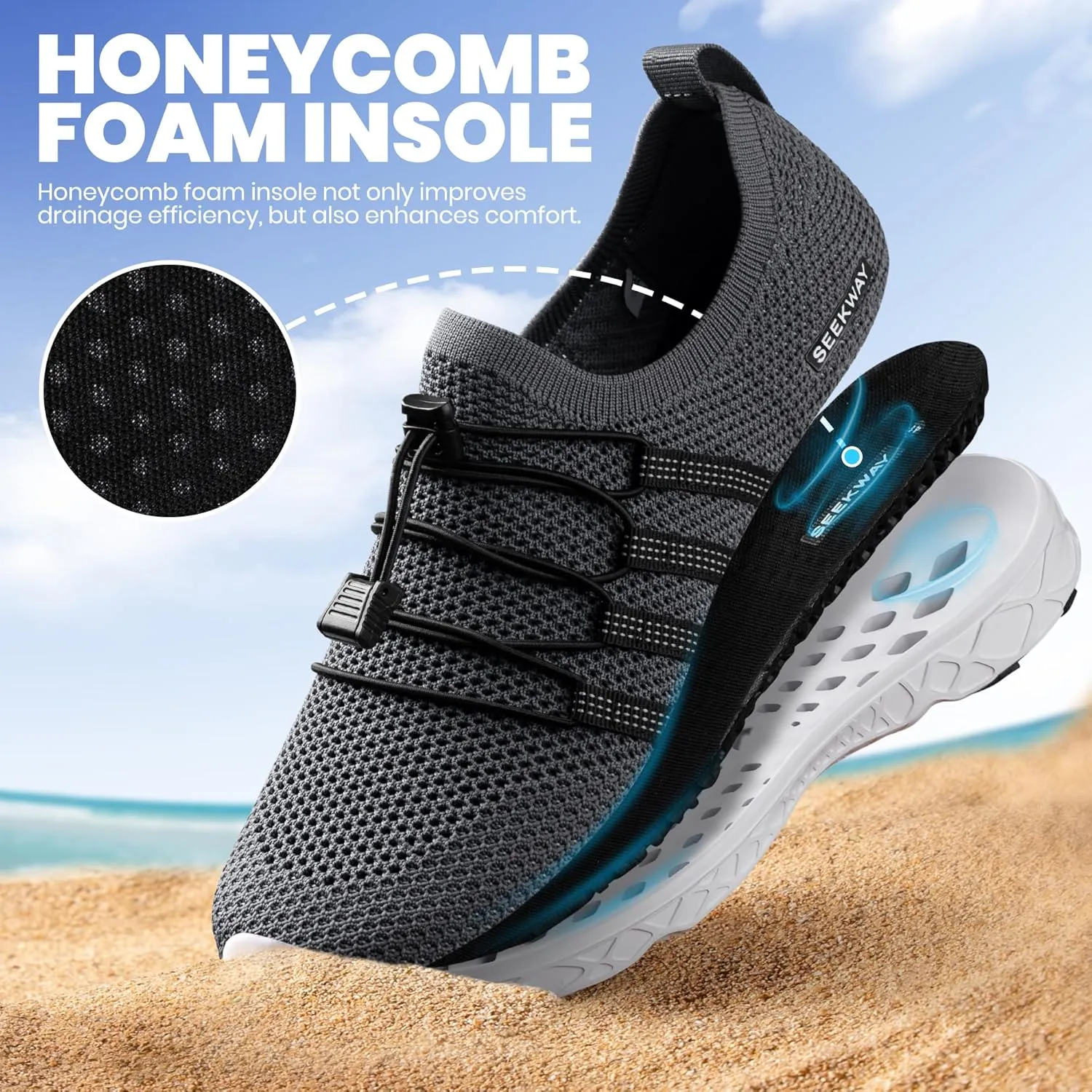 SEEKWAY Mens Womens Water Shoes Quick Dry Aqua Shoes Barefoot for Beach Surf Hiking Pool Water Sports