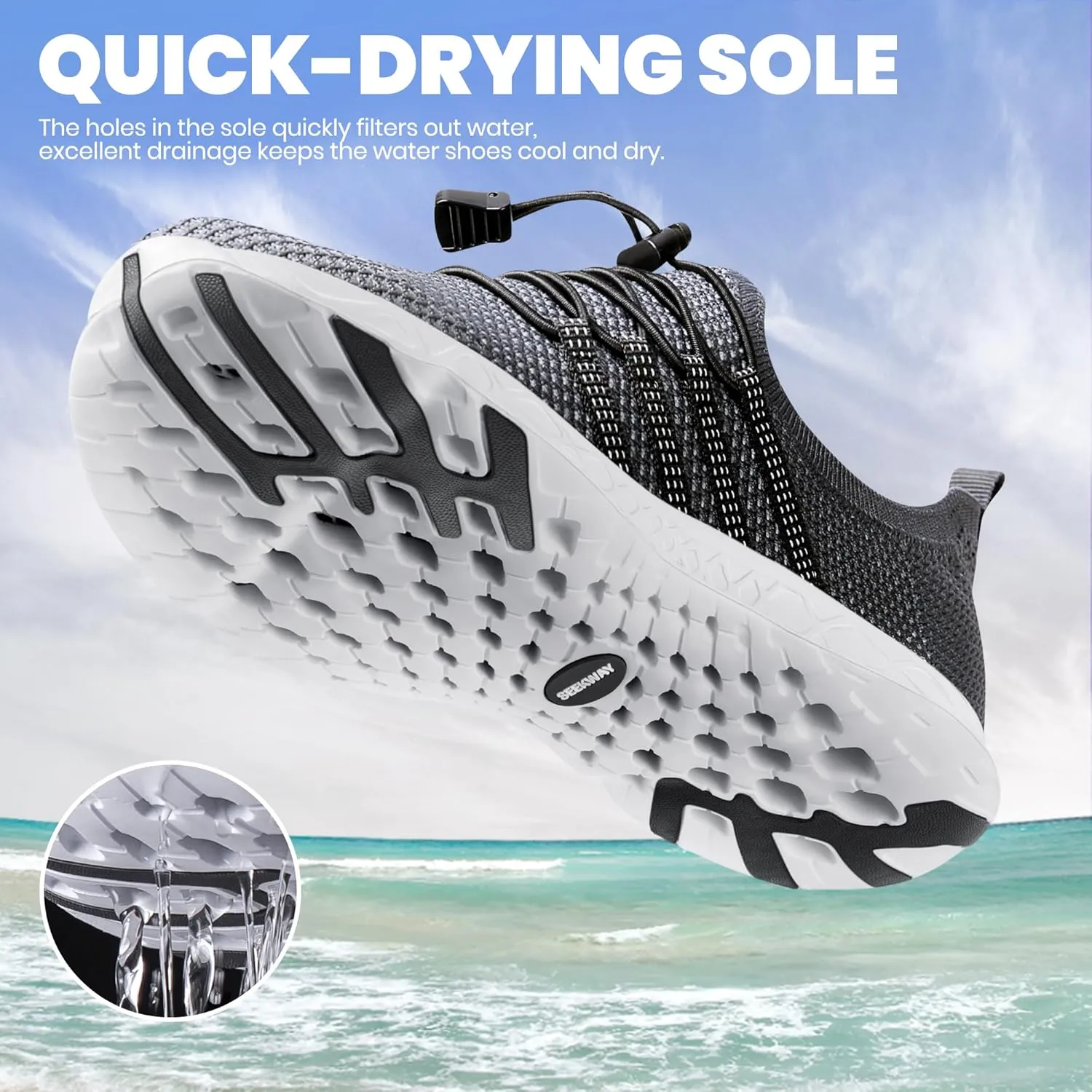 SEEKWAY Mens Womens Water Shoes Quick Dry Aqua Shoes Barefoot for Beach Surf Hiking Pool Water Sports