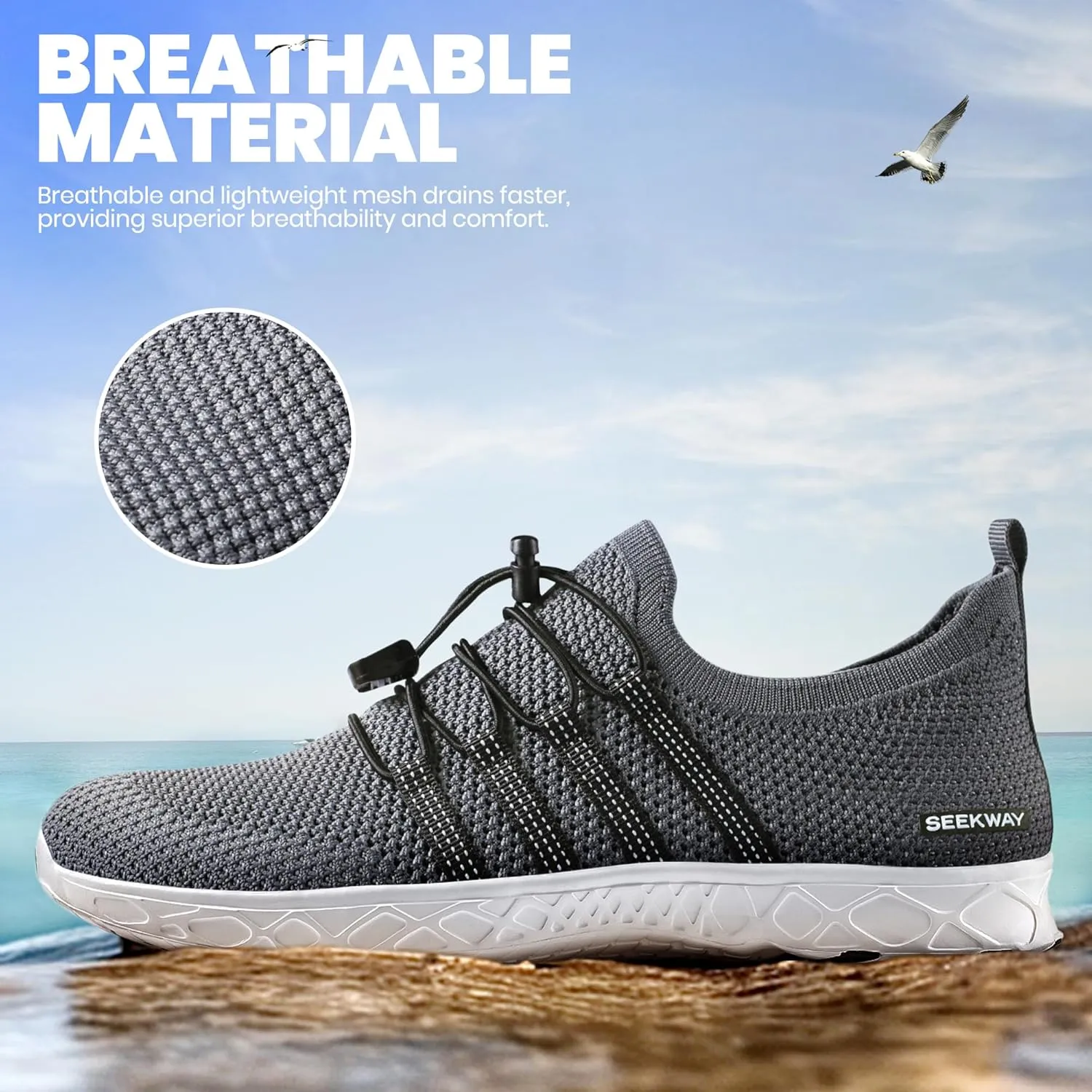 SEEKWAY Mens Womens Water Shoes Quick Dry Aqua Shoes Barefoot for Beach Surf Hiking Pool Water Sports