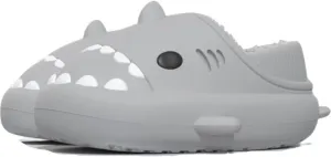 Shark Slides Women Men Boy Girl Waterproof Winter Warm Plush Comfy Sandals Non-Slip Thick Sole Cute Slippers Wrap Heel
