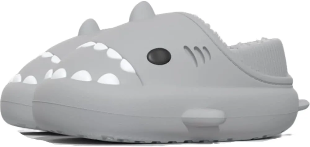 Shark Slides Women Men Boy Girl Waterproof Winter Warm Plush Comfy Sandals Non-Slip Thick Sole Cute Slippers Wrap Heel