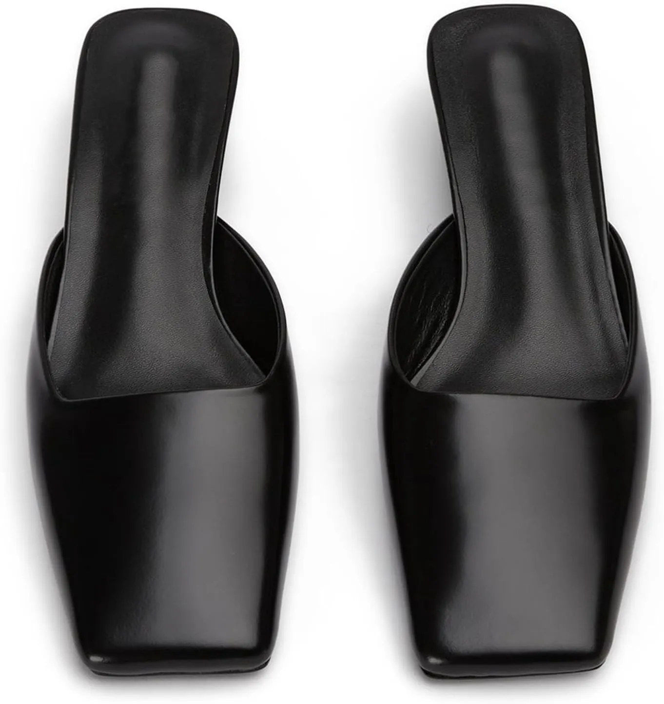 SHEMEE Women's Mules Block Kitten Heels Slip On Closed Square Toe Chunky Pumps Slides Backless Casual Dress Shoes