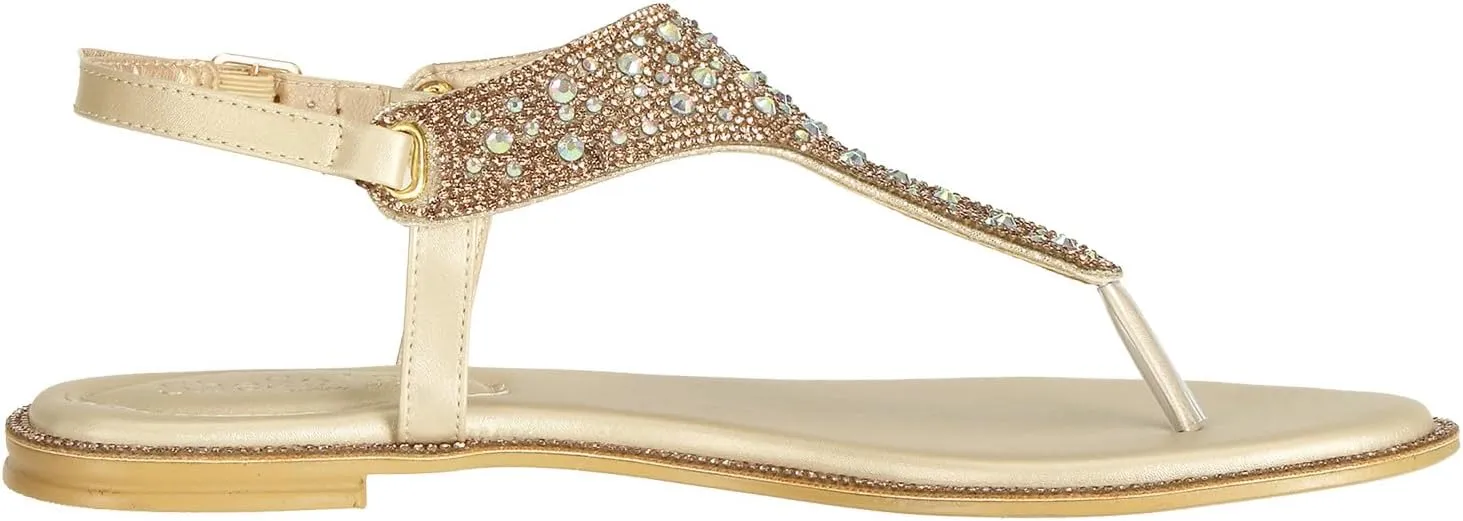 SheSole Women's Silver Thong Sandals Dressy Summer Bling Rhinestone Flat Wedding Shoes
