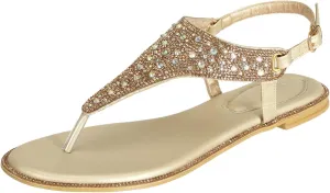 SheSole Women's Silver Thong Sandals Dressy Summer Bling Rhinestone Flat Wedding Shoes