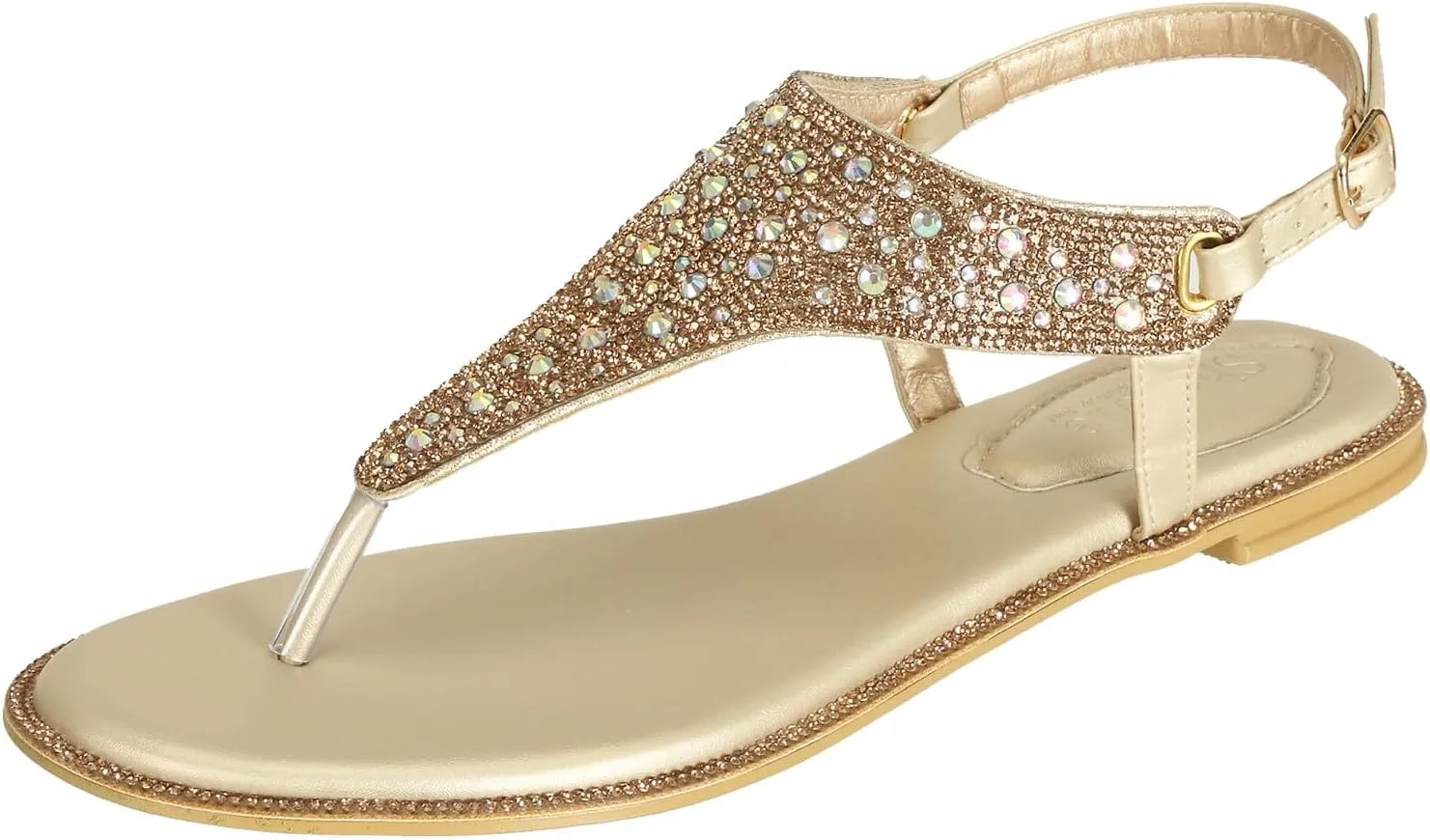 SheSole Women's Silver Thong Sandals Dressy Summer Bling Rhinestone Flat Wedding Shoes