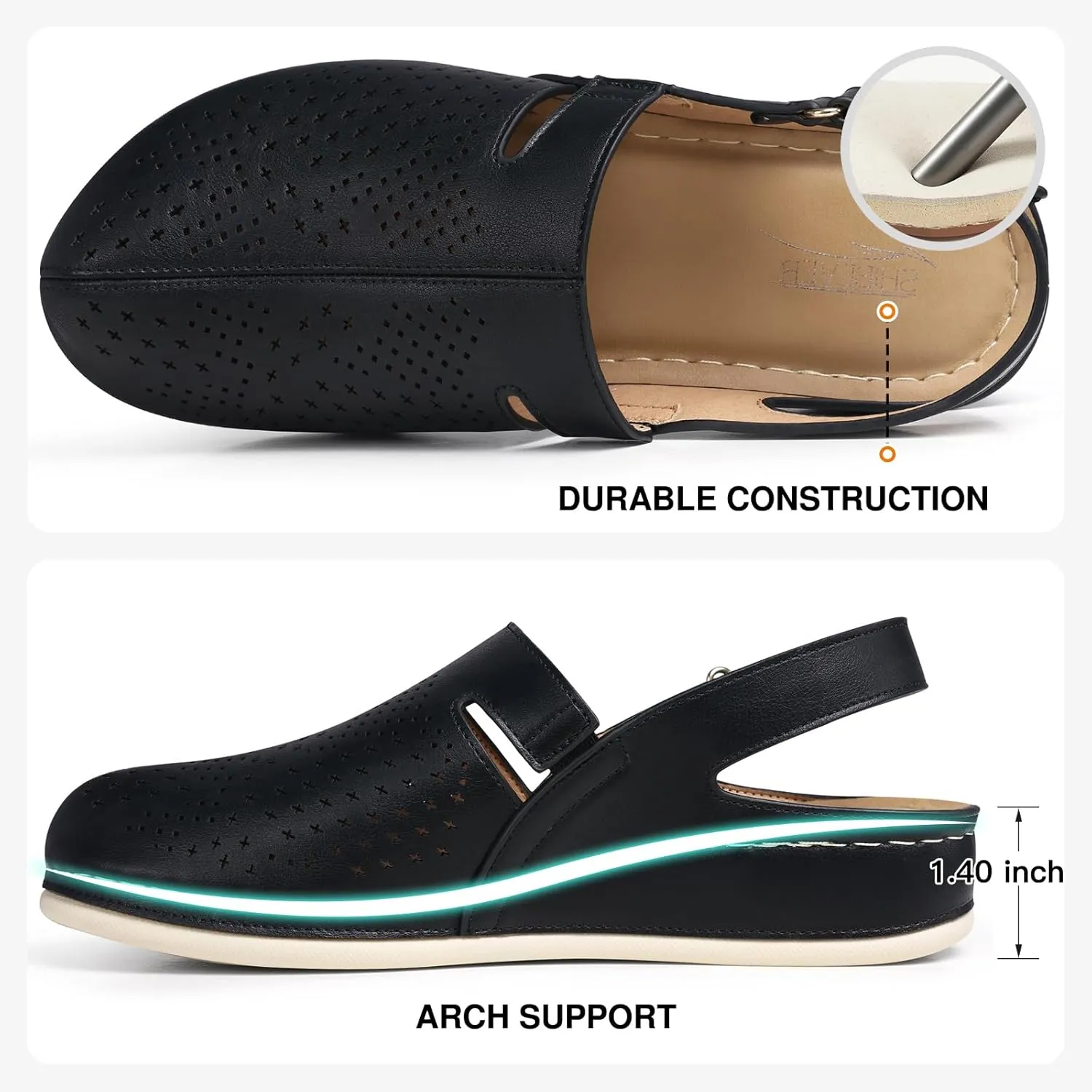 SHIBEVER Clogs for Womens Mules Shoes: Slip-On Flat Mule Shoes - Closed Toe Sandals Comfortable