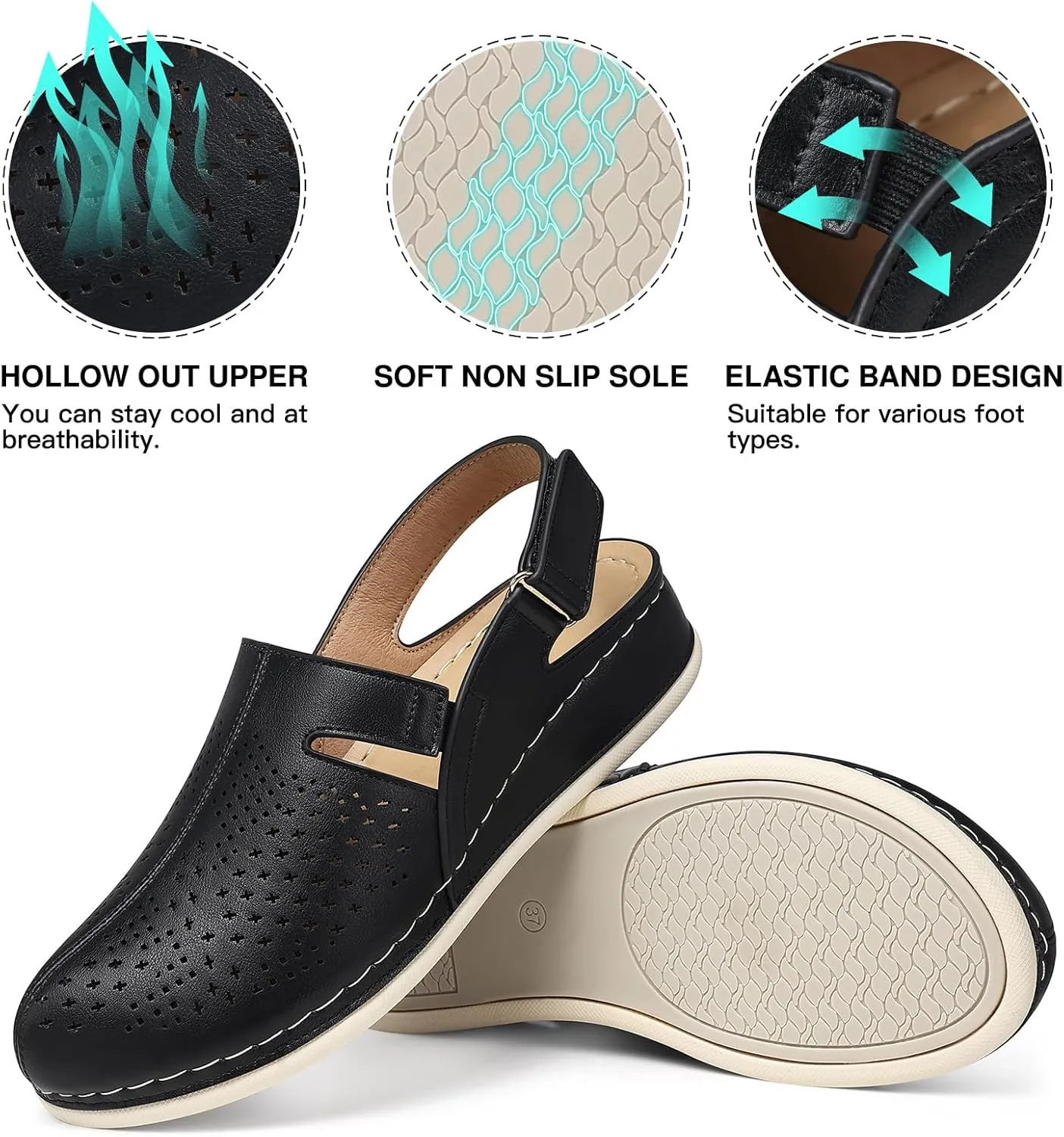 SHIBEVER Clogs for Womens Mules Shoes: Slip-On Flat Mule Shoes - Closed Toe Sandals Comfortable