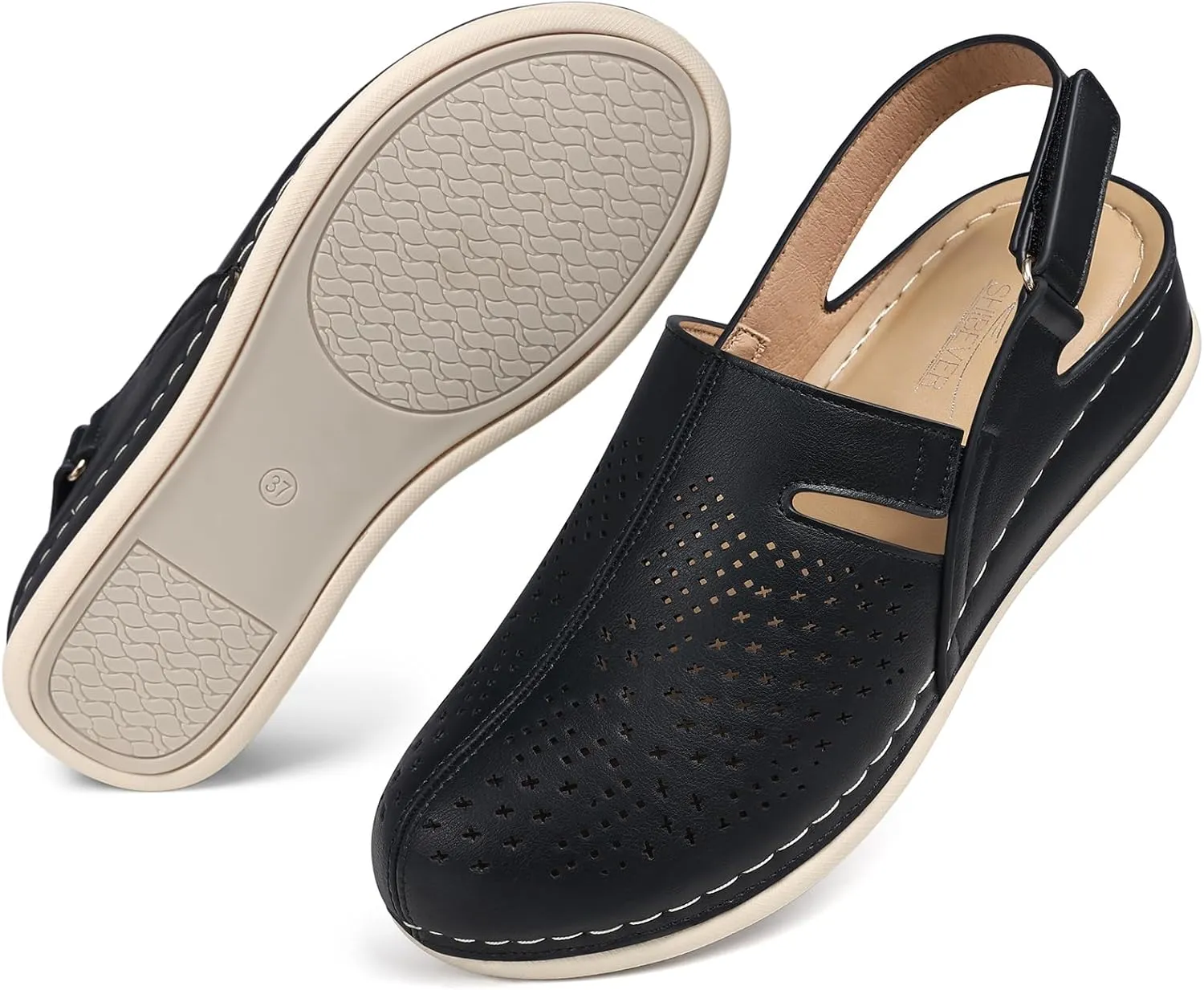 SHIBEVER Clogs for Womens Mules Shoes: Slip-On Flat Mule Shoes - Closed Toe Sandals Comfortable