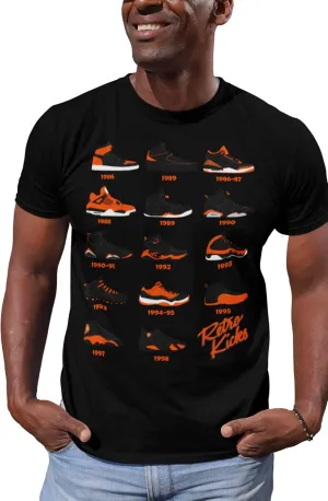 Shirt to Match Jordan Orange/Black Retro Jordan Sneakers 1 2 3 4 5 6 7 8 9 10 11 12 13, Tee to Match Jordans