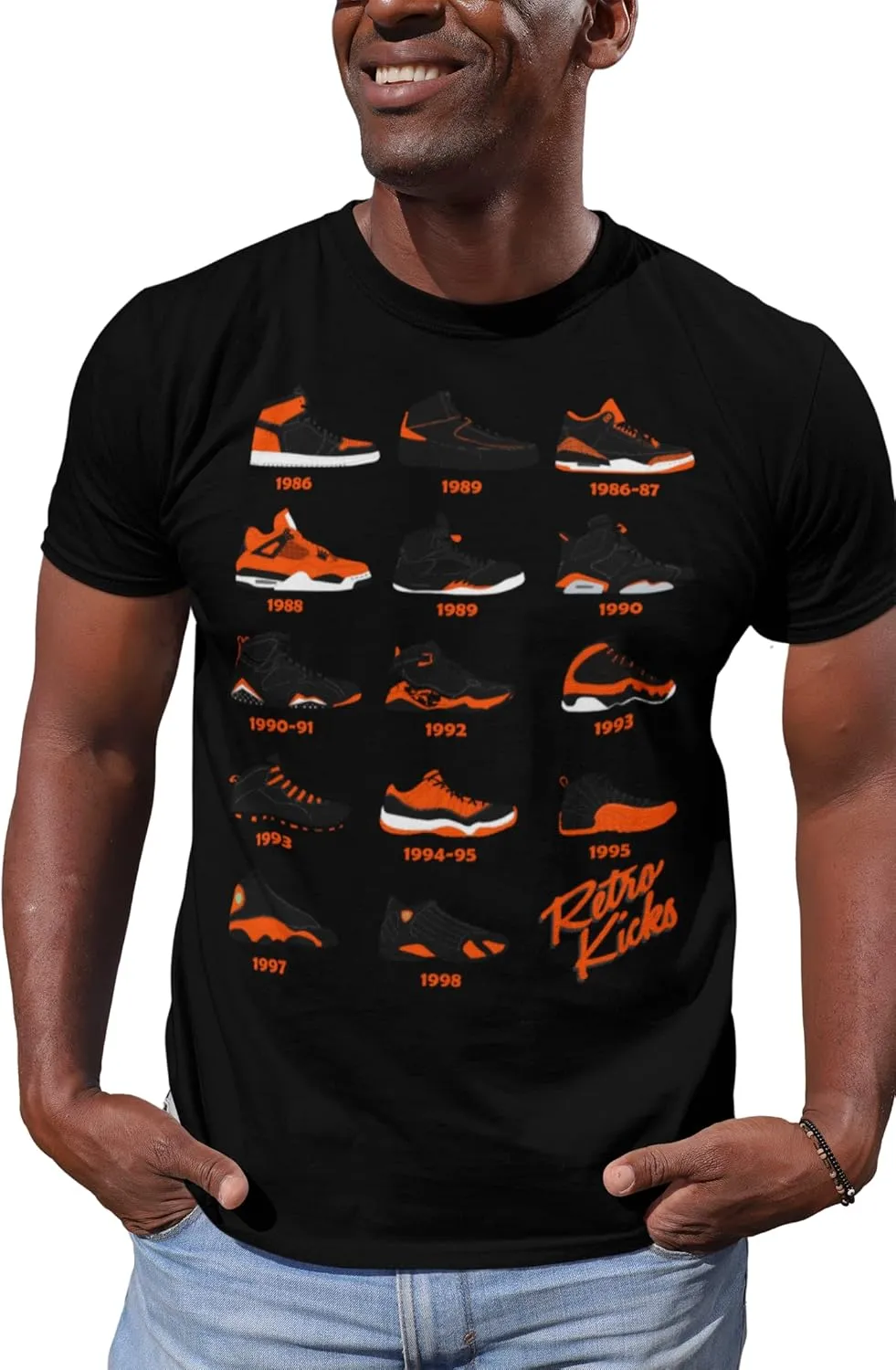Shirt to Match Jordan Orange/Black Retro Jordan Sneakers 1 2 3 4 5 6 7 8 9 10 11 12 13, Tee to Match Jordans