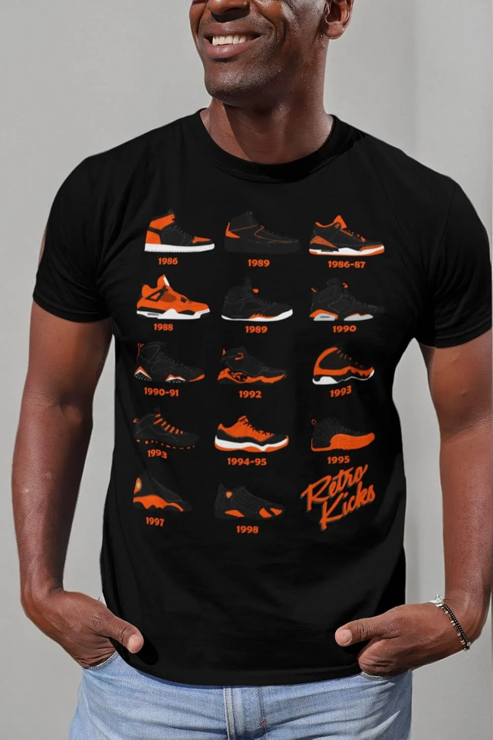 Shirt to Match Jordan Orange/Black Retro Jordan Sneakers 1 2 3 4 5 6 7 8 9 10 11 12 13, Tee to Match Jordans