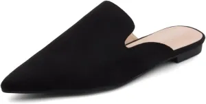 Shoe Land Cally Women's Mules, Pointed Toe Backless Loafer Shoes, Comfortable Flats, Slip-On Slides, Casual Flat Mule for Party, Office, Daily Wear, and Business