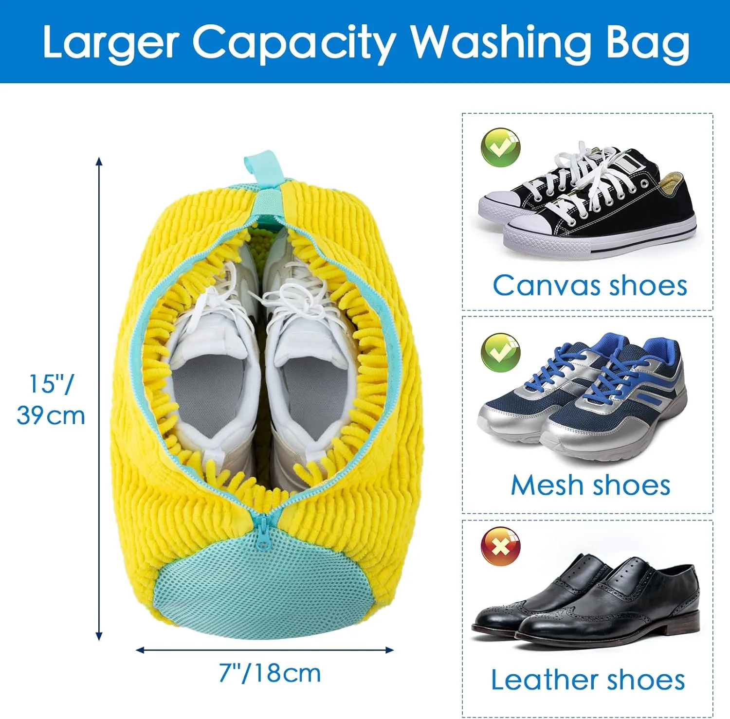 Shoe Washing Machine Bag, New Upgrade Cleaning Shoe Bag For Washing Machine, 2 Shoe Cleaning Bag, 2 Mesh Laundry Bag, Yellow