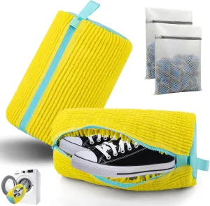 Shoe Washing Machine Bag, New Upgrade Cleaning Shoe Bag For Washing Machine, 2 Shoe Cleaning Bag, 2 Mesh Laundry Bag, Yellow