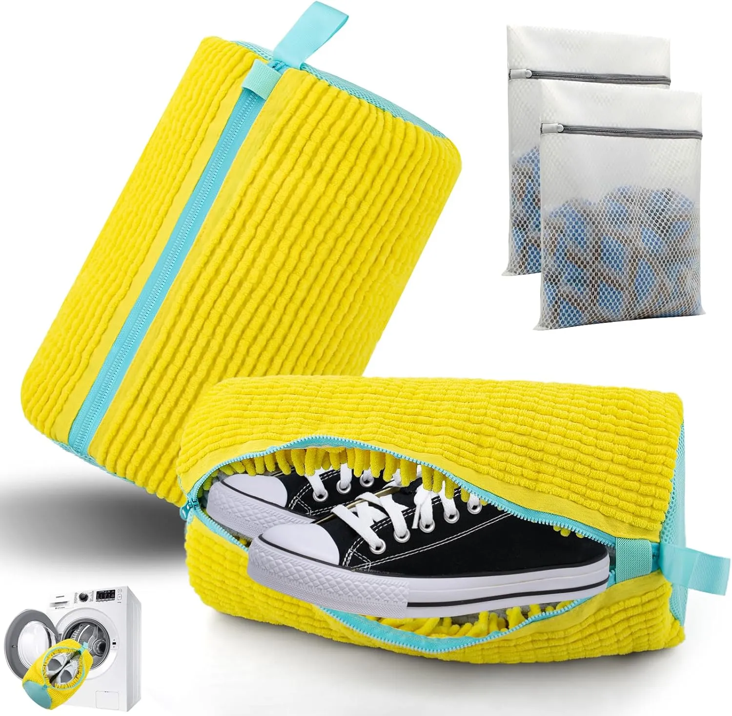 Shoe Washing Machine Bag, New Upgrade Cleaning Shoe Bag For Washing Machine, 2 Shoe Cleaning Bag, 2 Mesh Laundry Bag, Yellow
