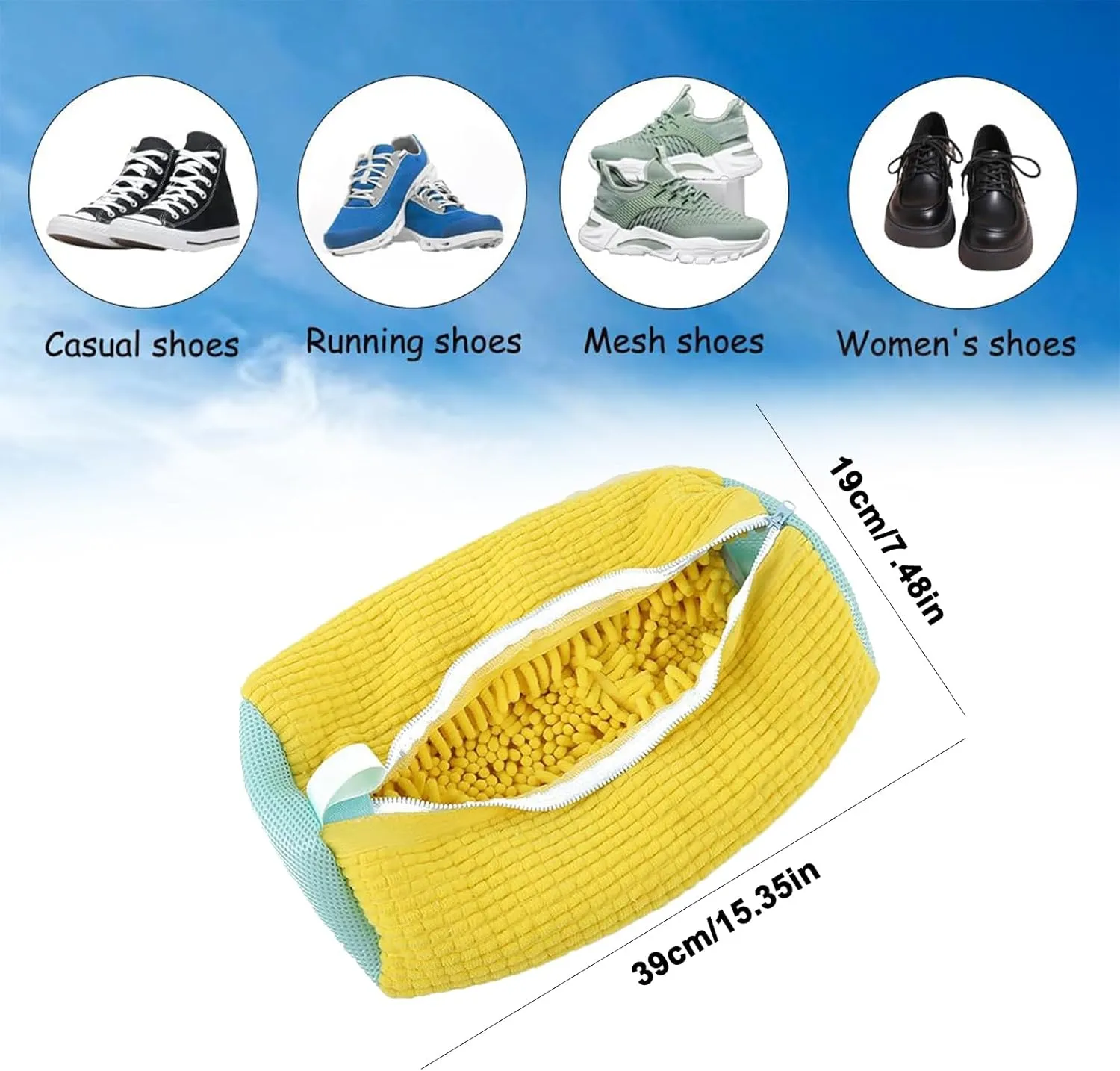 Shoe Washing Machine Bag, Reusable Shoe Cleaning Bag for Washer and Dryer, Versatile ShoeLaundry Shoe Bag for 360° Cleaning White Shoes Sneaker Tennis Shoes