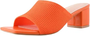 Shoe'N Tale Heeled Sandals For Women Square Open Toe Heeled Mules Chunky Block Low Heel Slip On Slides