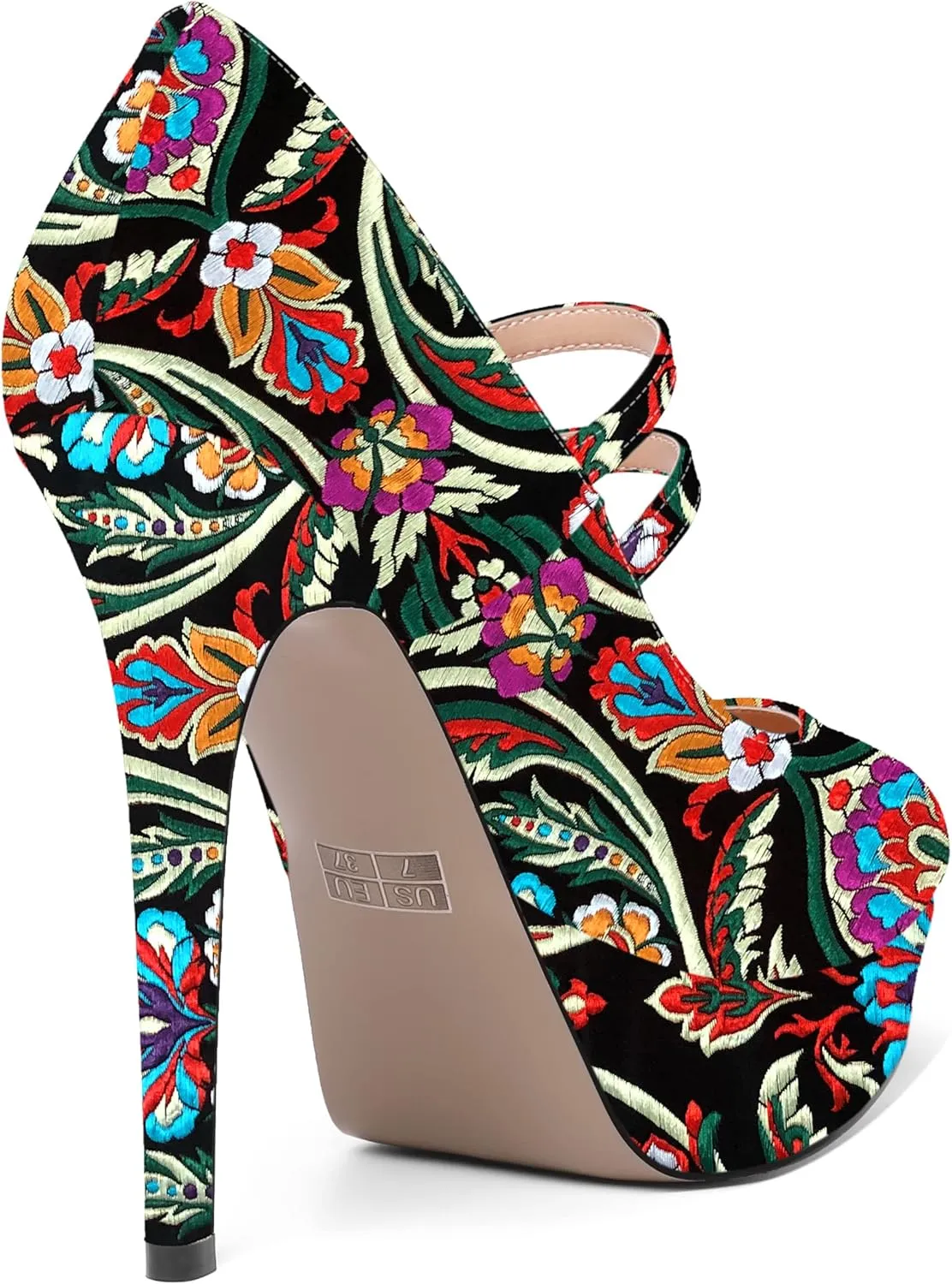 SHOWFOREST Womens Sexy Adjustable Strap Slip On Party Patent Round Toe Stiletto High Heel Pumps Shoes 5 Inch