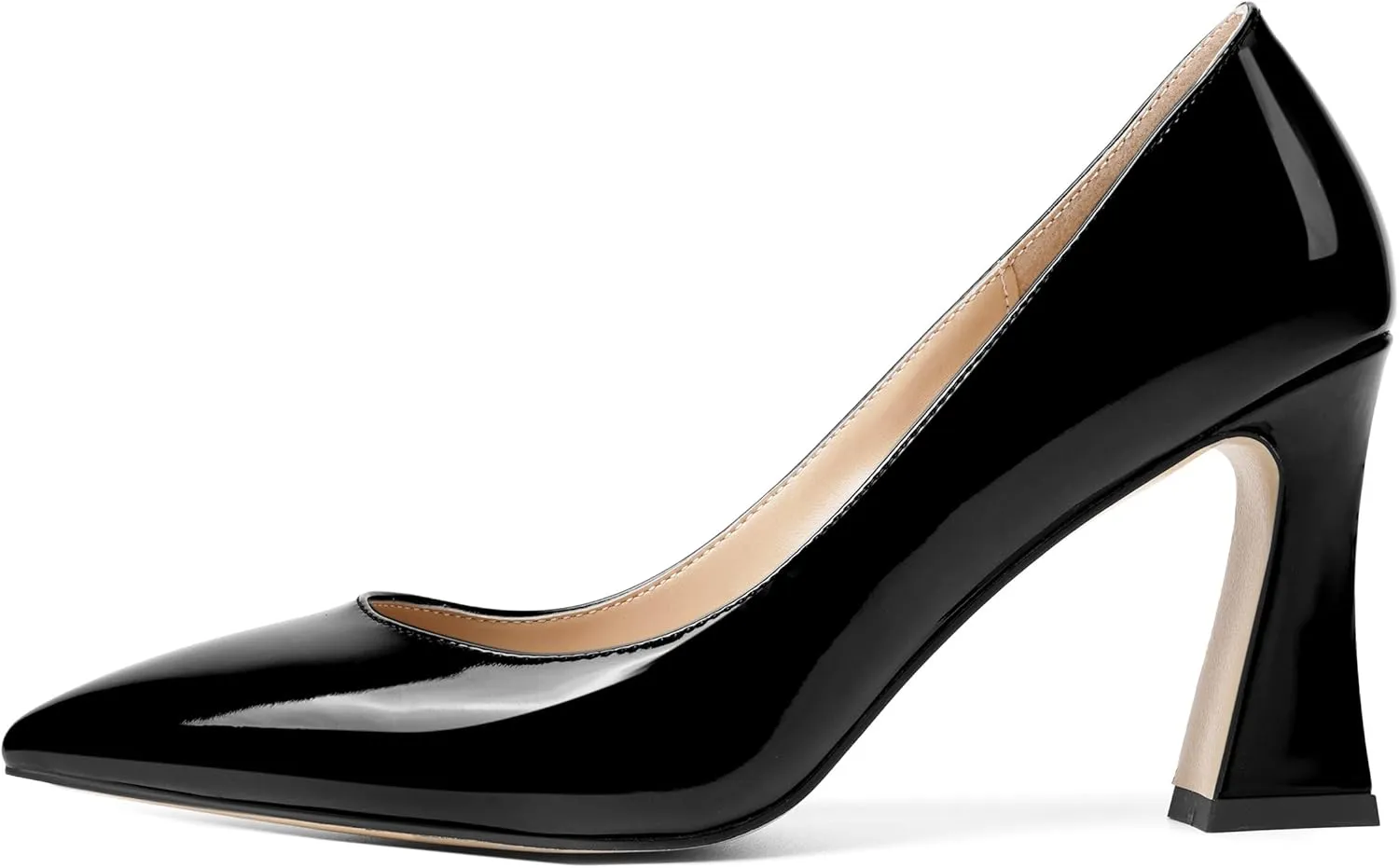 SHOWFOREST Womens Sexy Wedding Pointed Toe Slip On Patent Spool High Heel Pumps Shoes 3.3 Inch