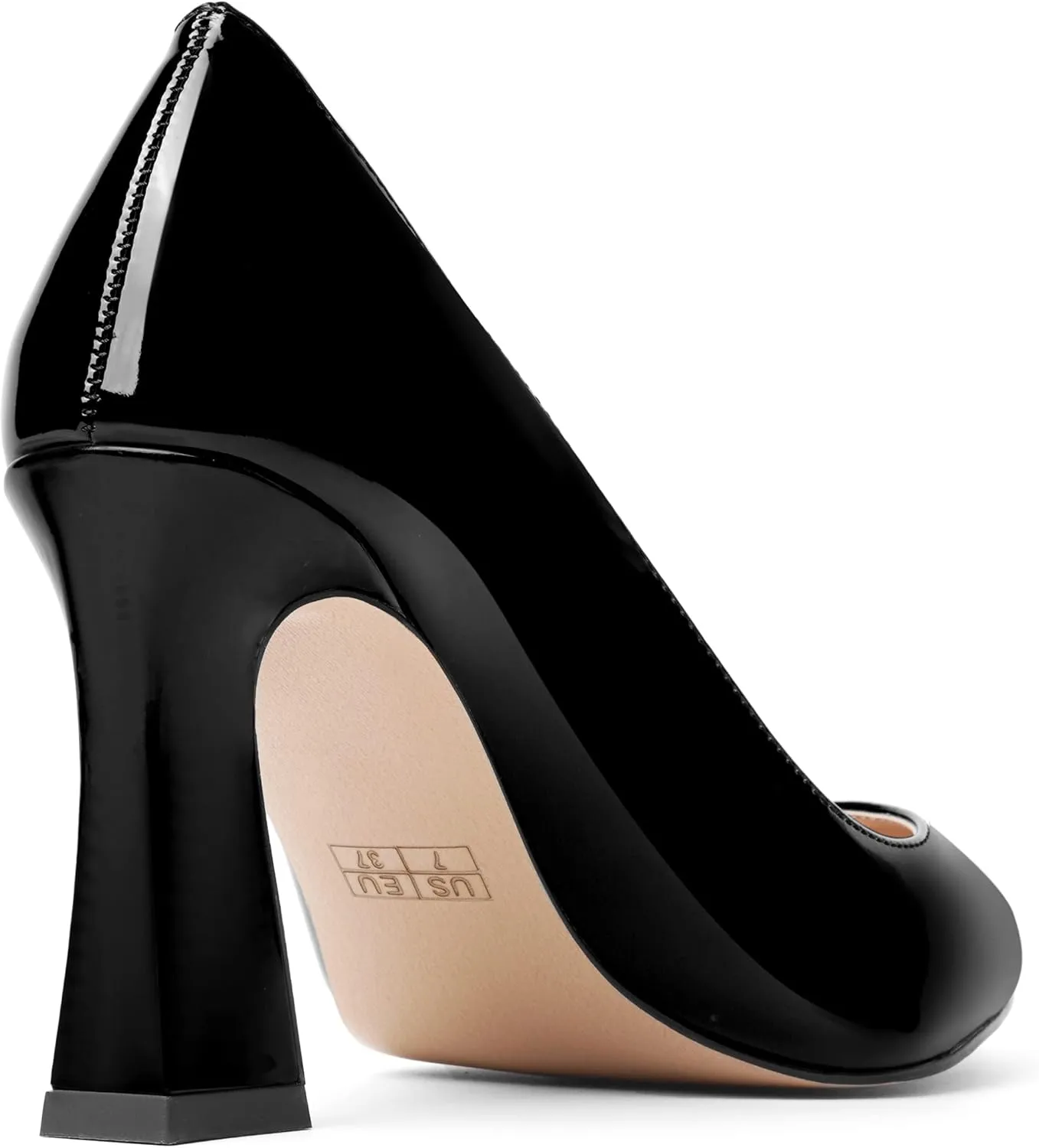 SHOWFOREST Womens Sexy Wedding Pointed Toe Slip On Patent Spool High Heel Pumps Shoes 3.3 Inch